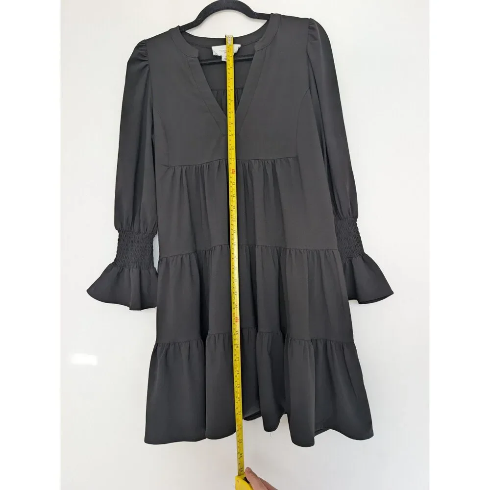 Tuckernuck Pomander Place Crepe Kenzo Mini Dress Long Sleeve Tiered Sz S - Picture 4 of 16